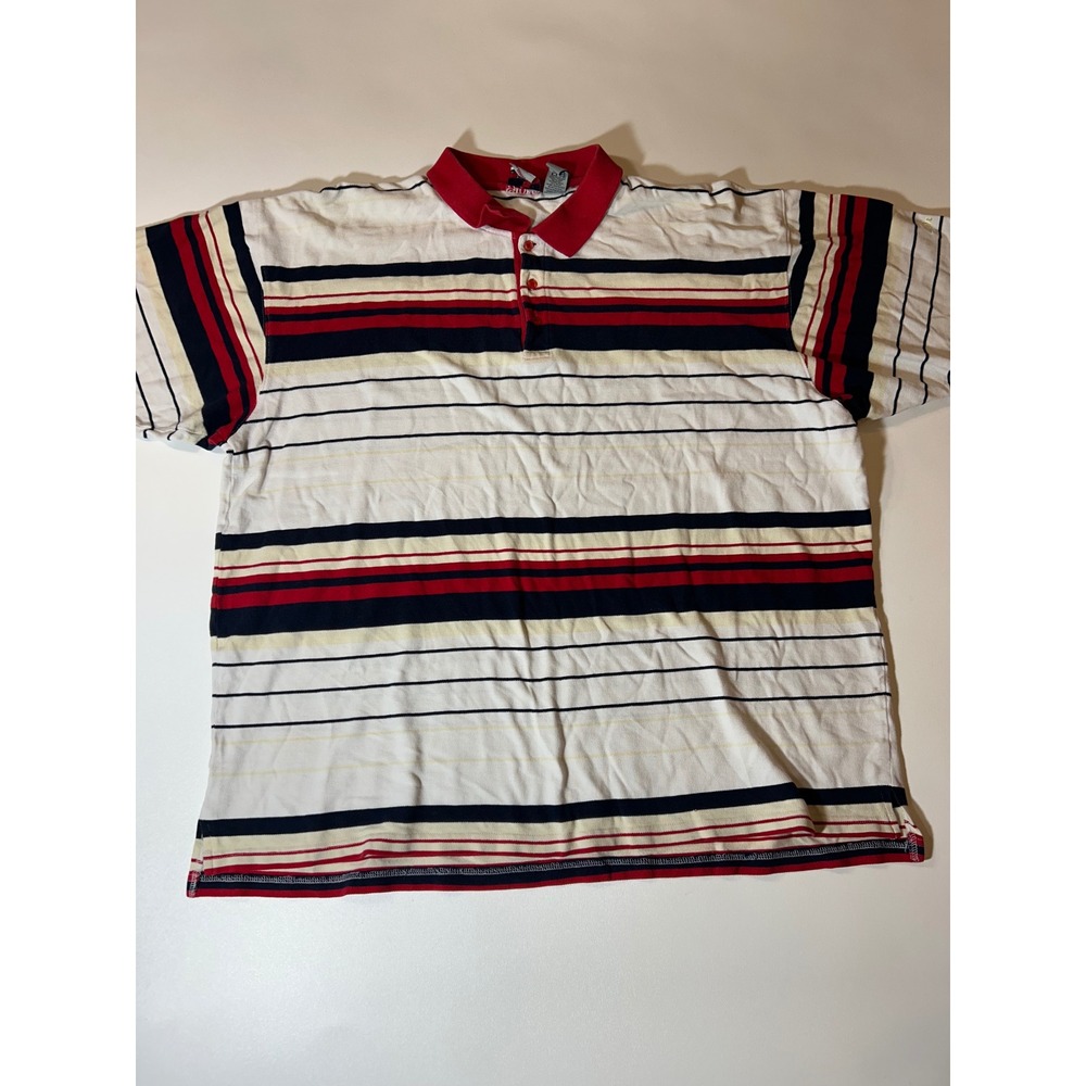 96ix North Polo Shirt Men's 3X White Striped Short Sleeve Cotton